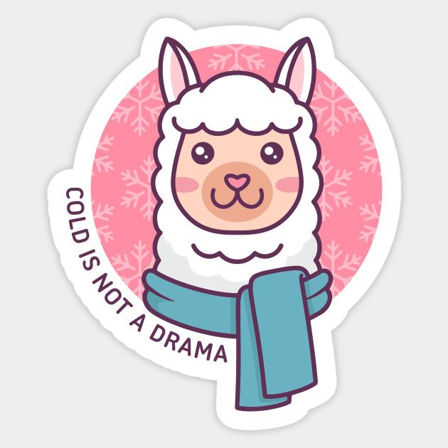 Cute Kawaii Winter Llama Design Sticker by Alundrart